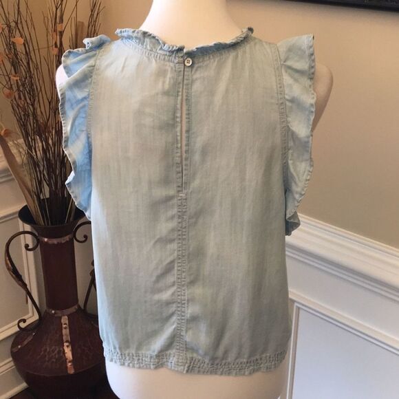 ANTHROPOLOGIE Cloth & Stone Crop Ruffle Tank Sz L - Picture 4 of 8